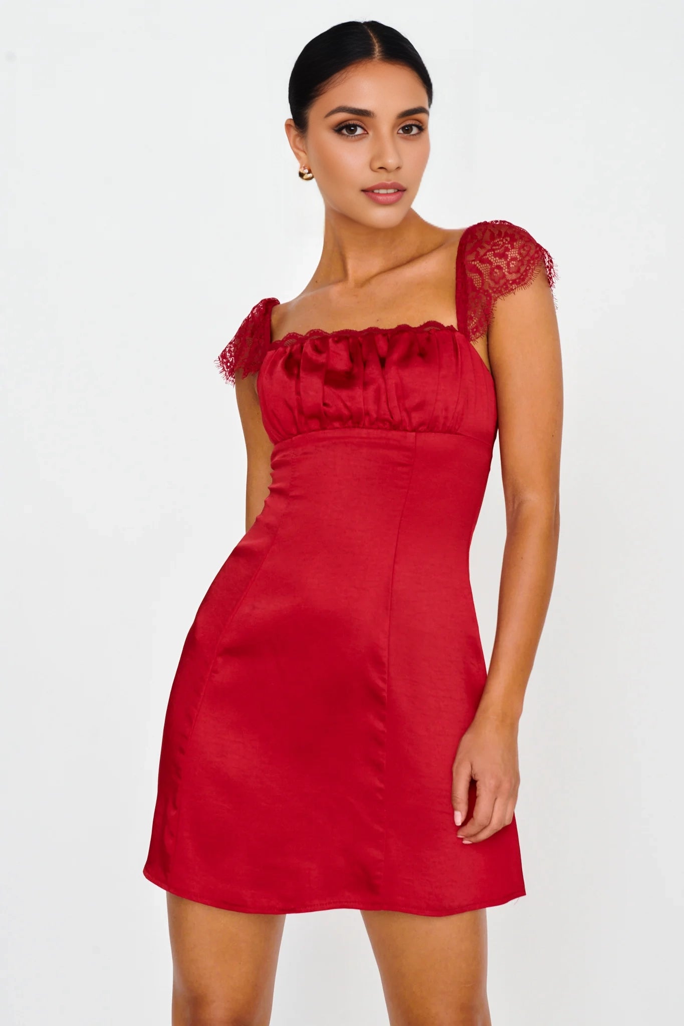 Stunning satin square neckline, pleated chest, fully lined back, invisible zipper, Homecoming Dresses
