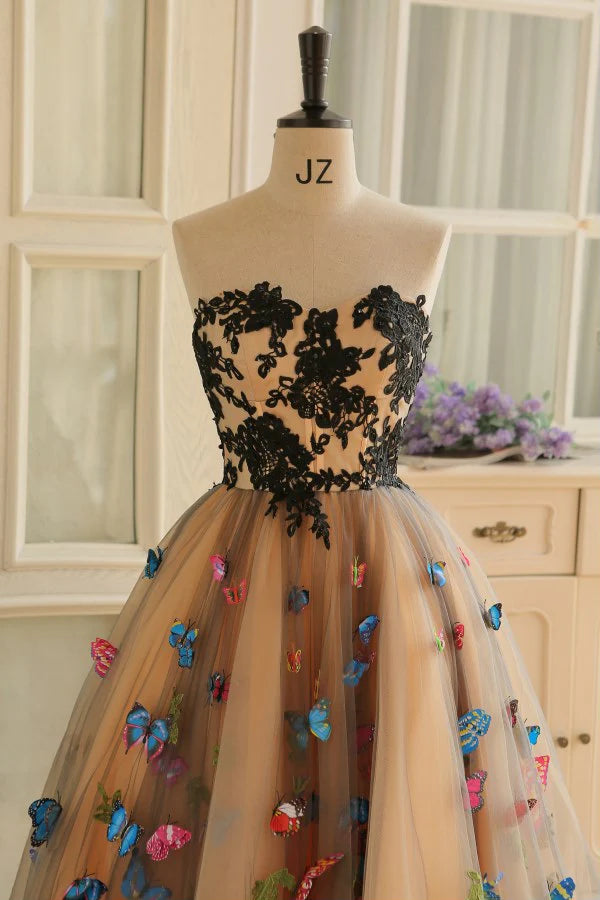 Neckline A-row Back to School Festival Colorful Butterfly Sticker Short Cocktail Dress