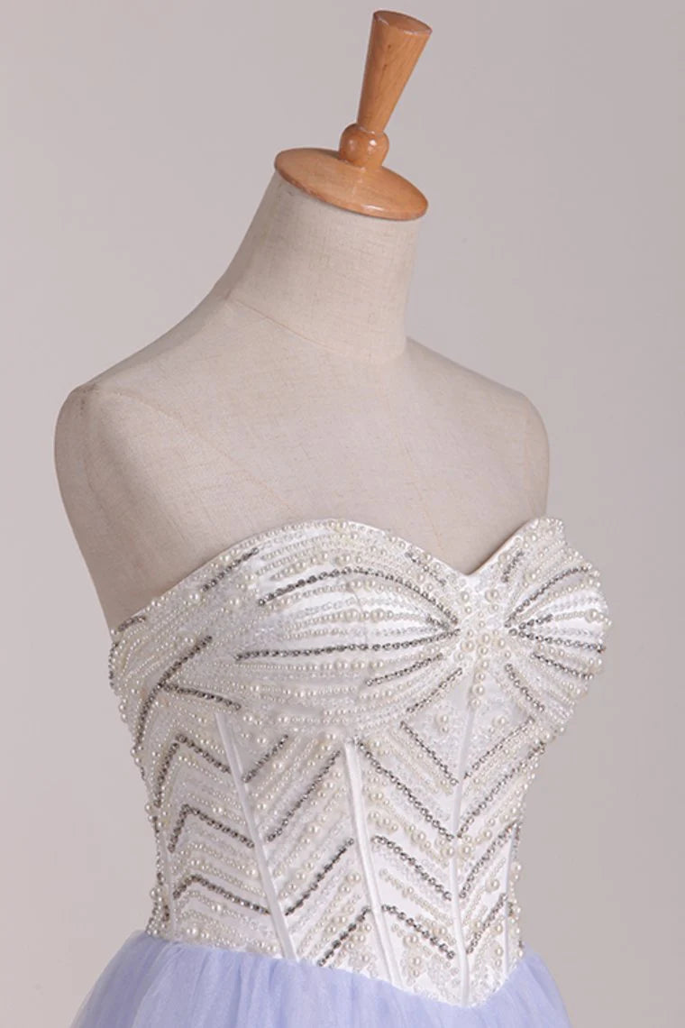 Sweet Beaded Tight Back to School Ball Party Dress A-Line sheer short/mini