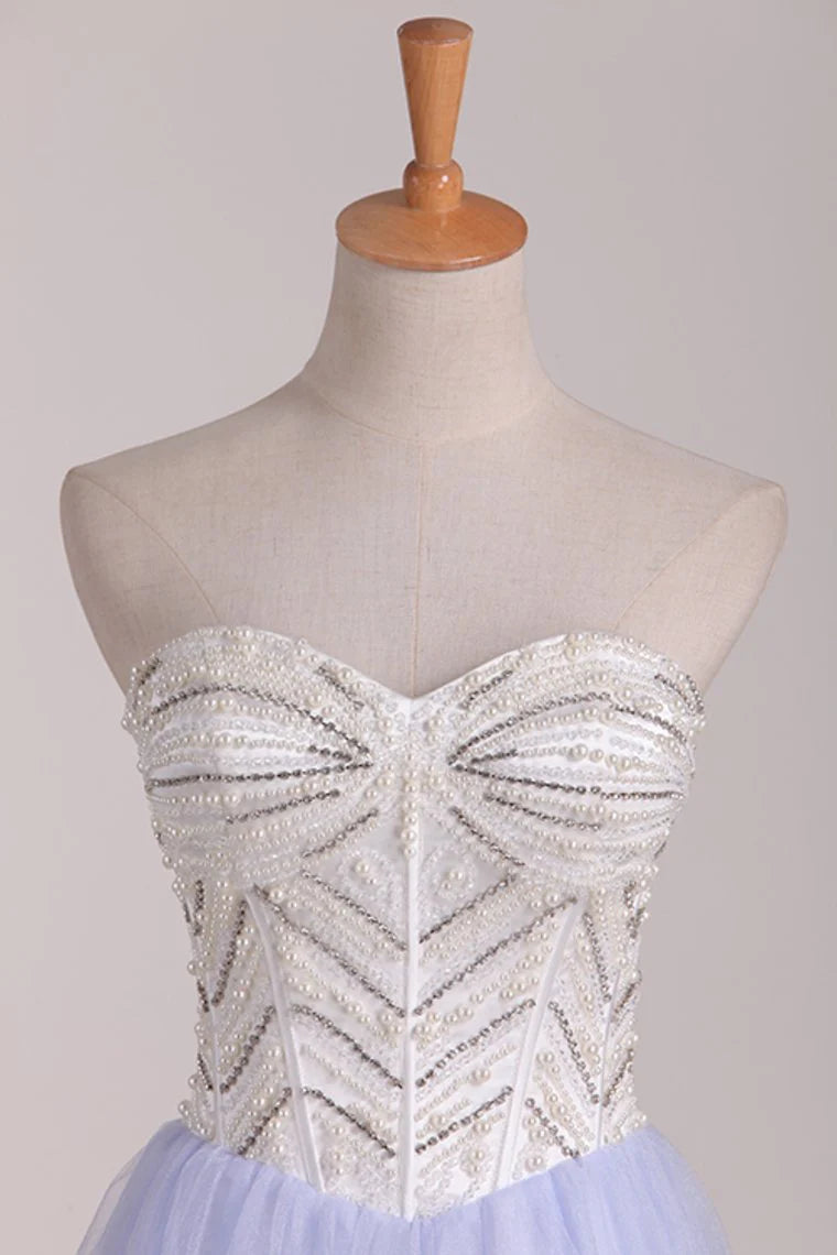 Sweet Beaded Tight Back to School Ball Party Dress A-Line sheer short/mini