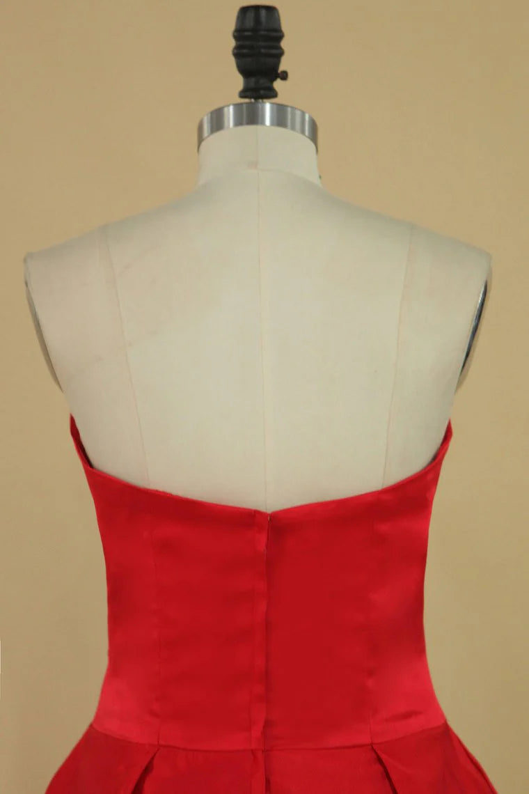 Sweet Red Dress A-line Satin Short Style Mini