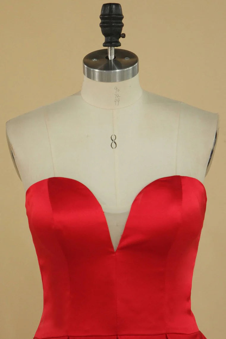 Sweet Red Dress A-line Satin Short Style Mini