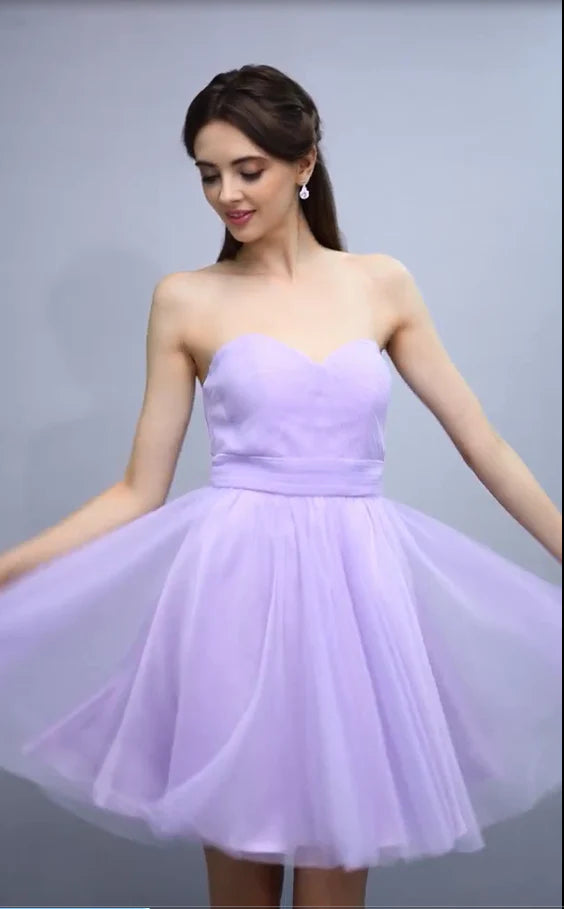 Elegant and sweet short mini bridesmaid costume