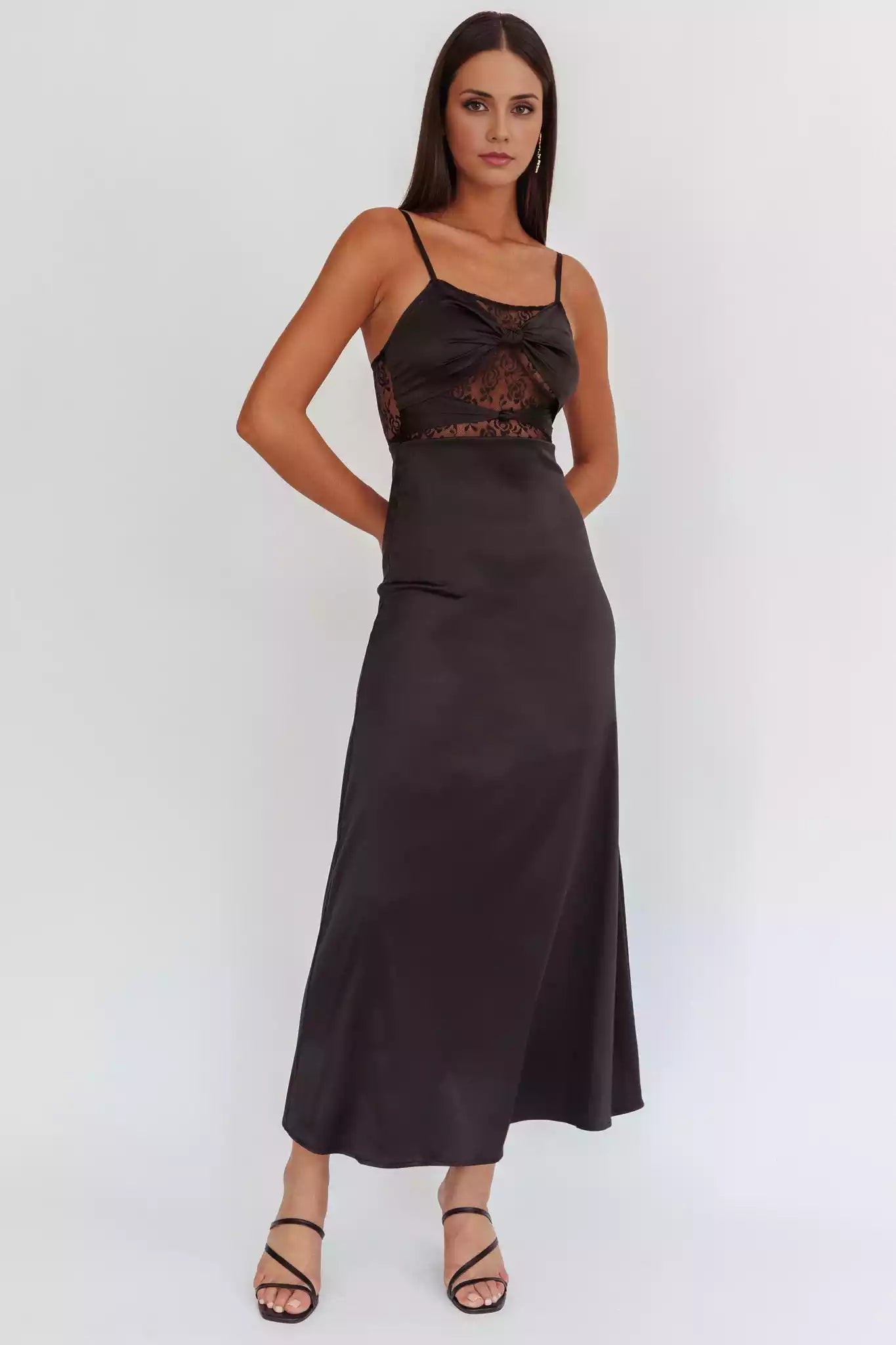 The eye-catching unlined twisted detail lace corset with adjustable shoulder straps and zipper at the back Bridesmaid Dresses