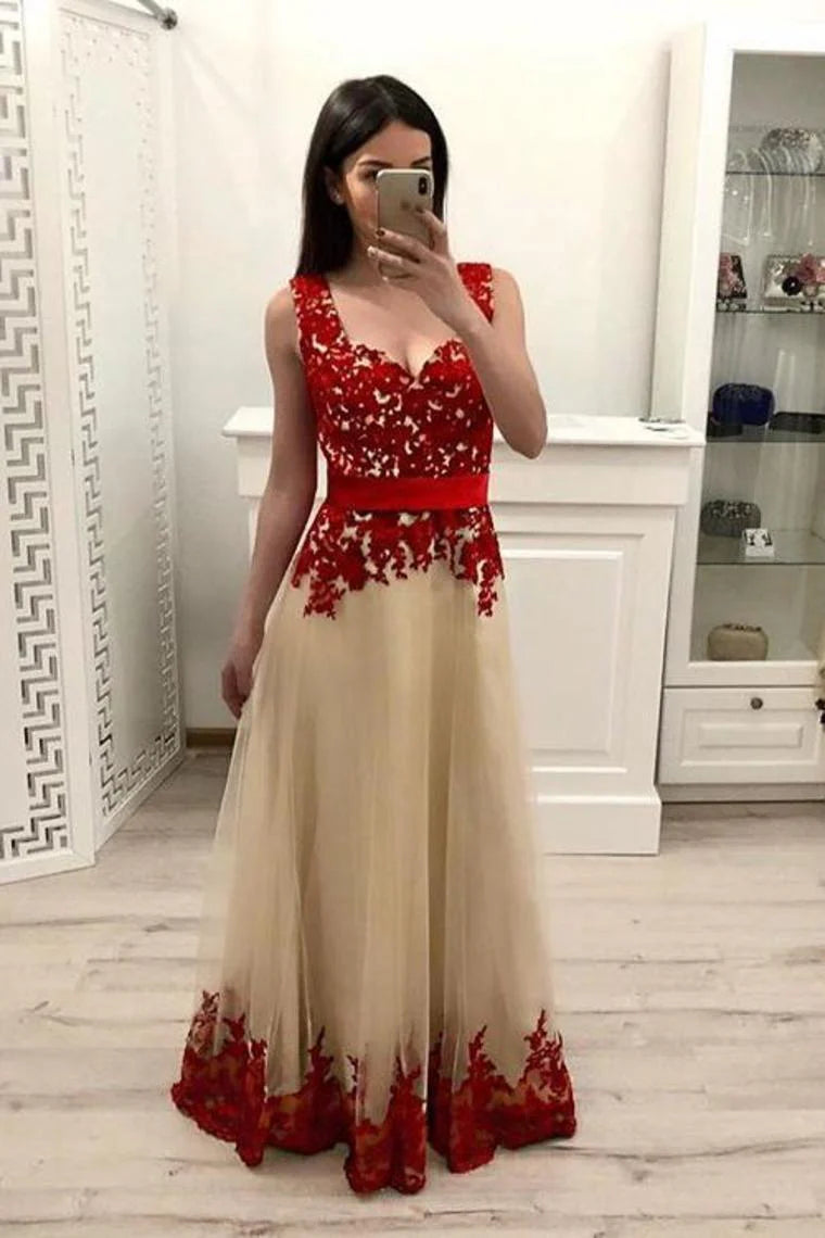 Thin gauze A-line shoulder strap dance dress floor length