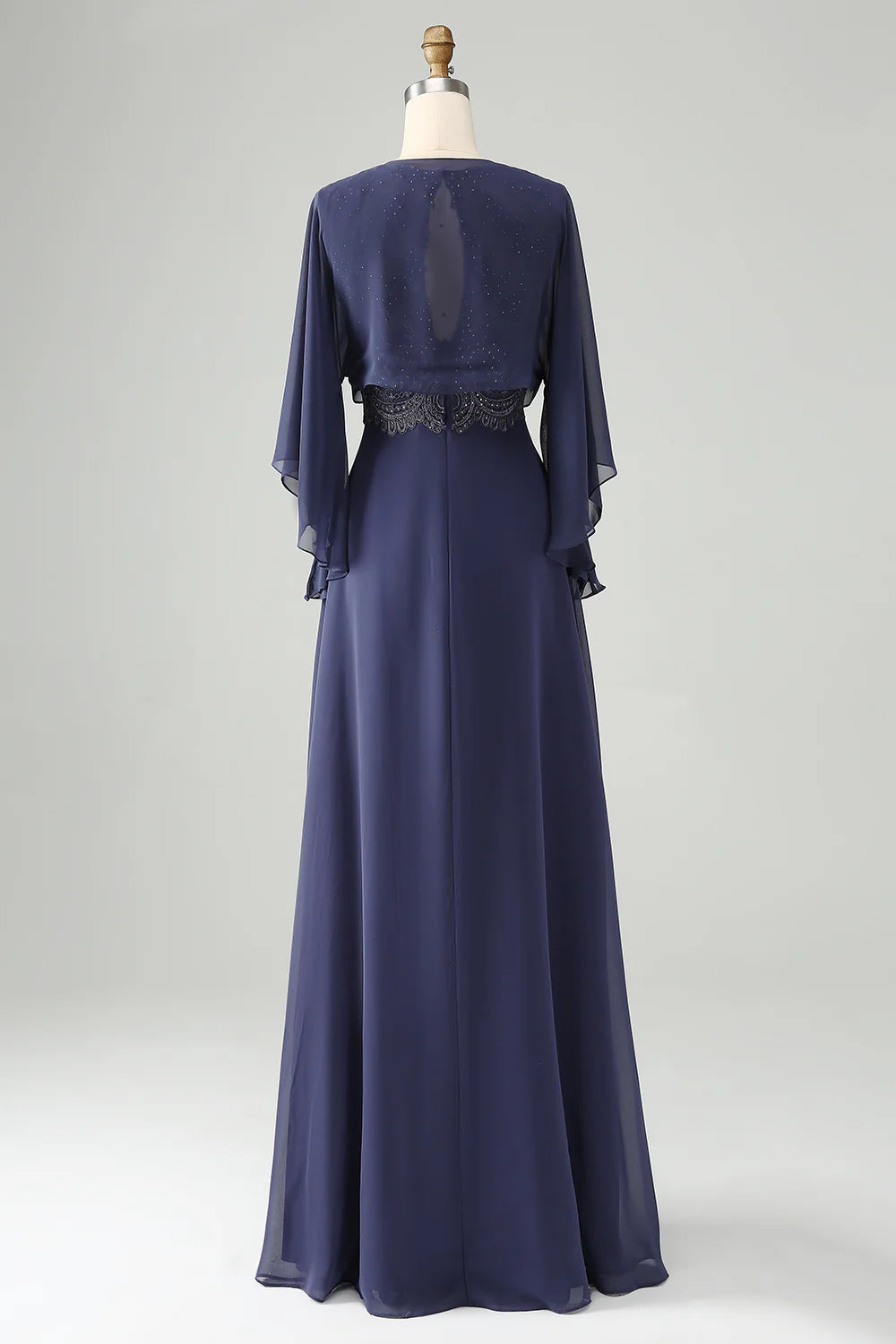 A Line V Neck Cap Sleeves Mother of the Bride Dress With Beading