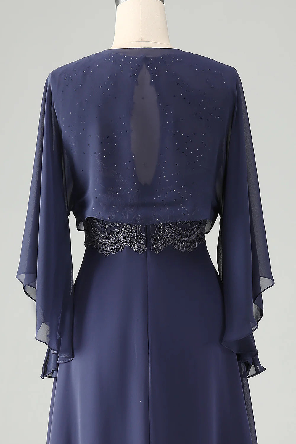 A Line V Neck Cap Sleeves Mother of the Bride Dress With Beading