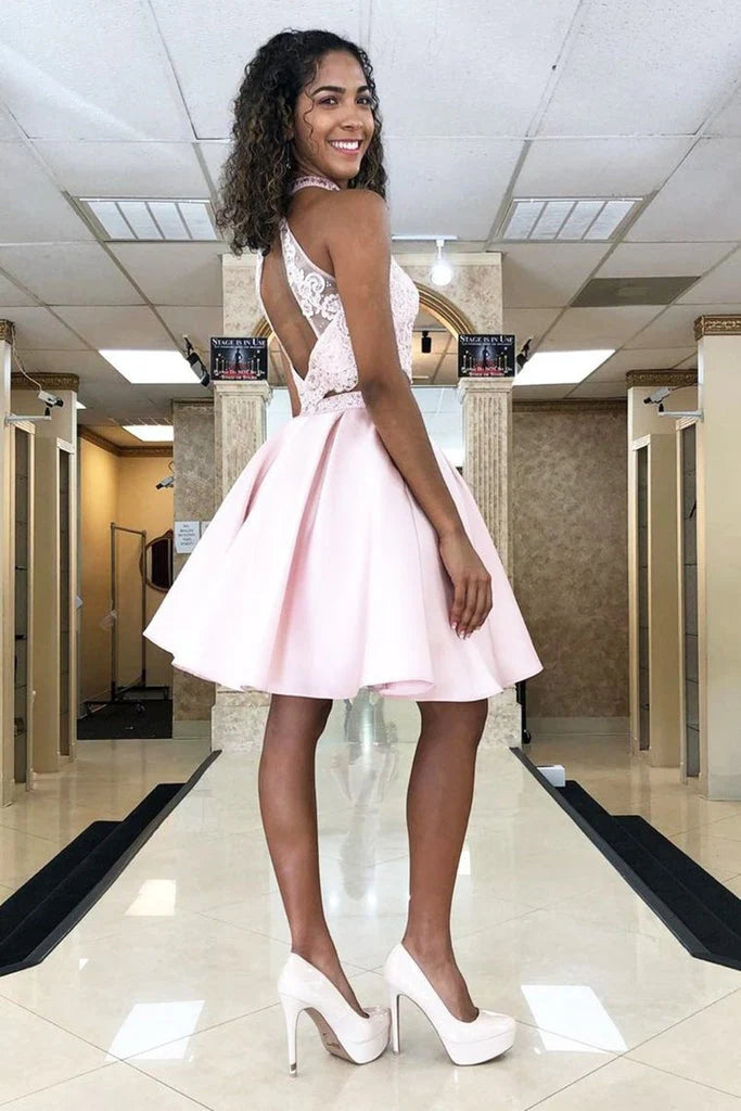 Two piece lace satin dress for return to school party dress