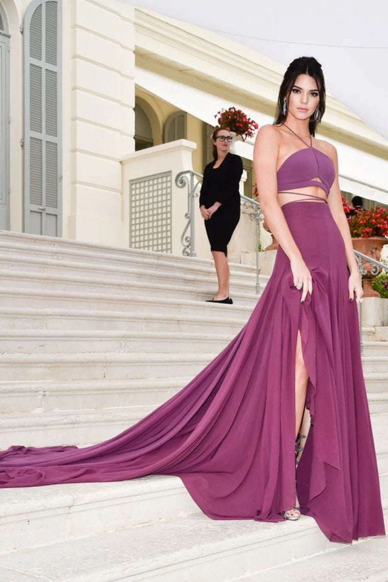 Two piece spaghetti strap dance party dress A-line chiffon backless
