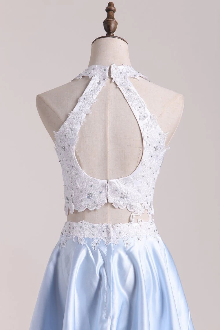 A-line shoulder less strap elegant and fashionable two-piece dress