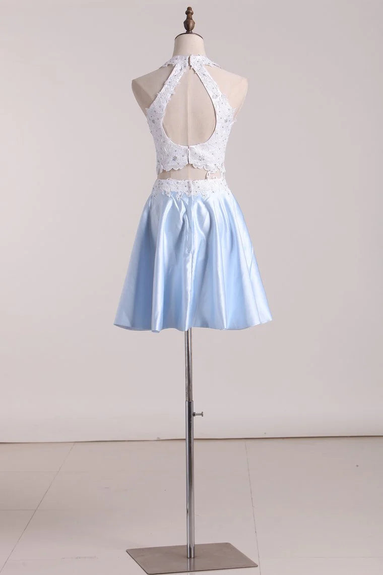 A-line shoulder less strap elegant and fashionable two-piece dress