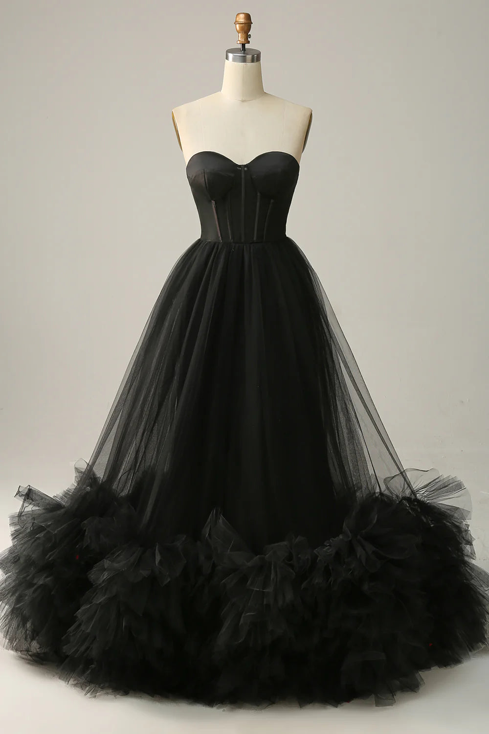 A-line Sweet Black Tassel Ball Party Formal Dress