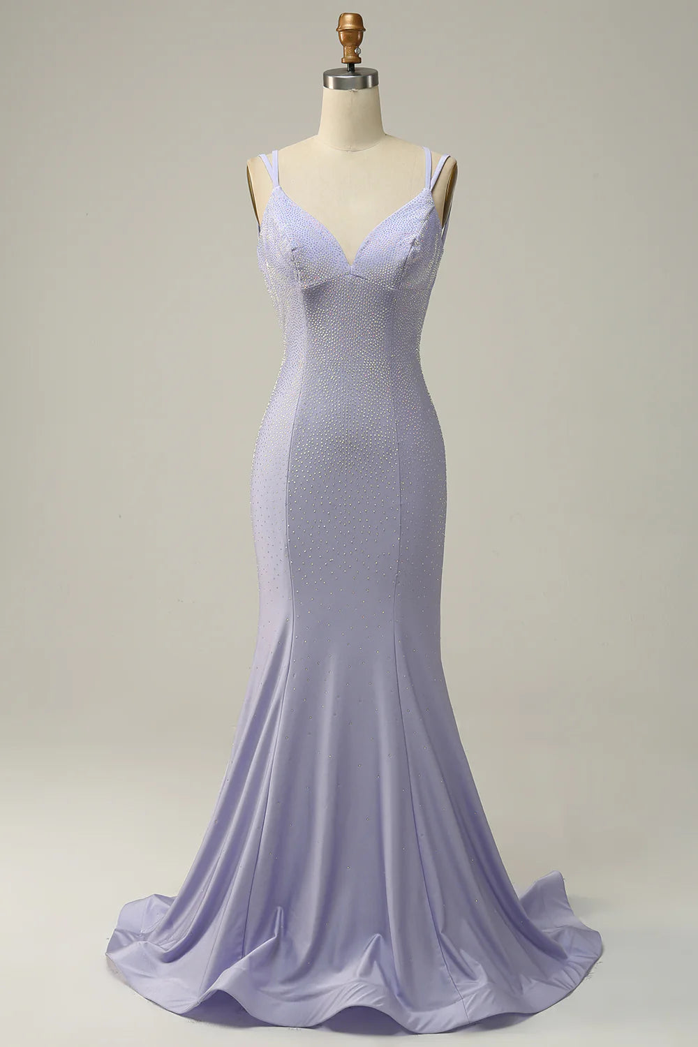 Lavender slim fit mermaid pearl sparkling ball dress