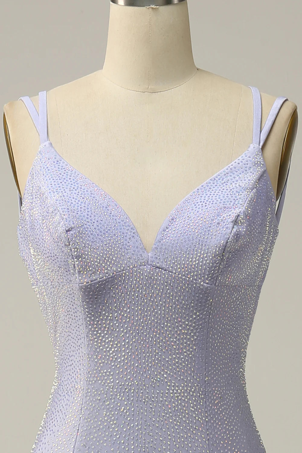 Lavender slim fit mermaid pearl sparkling ball dress
