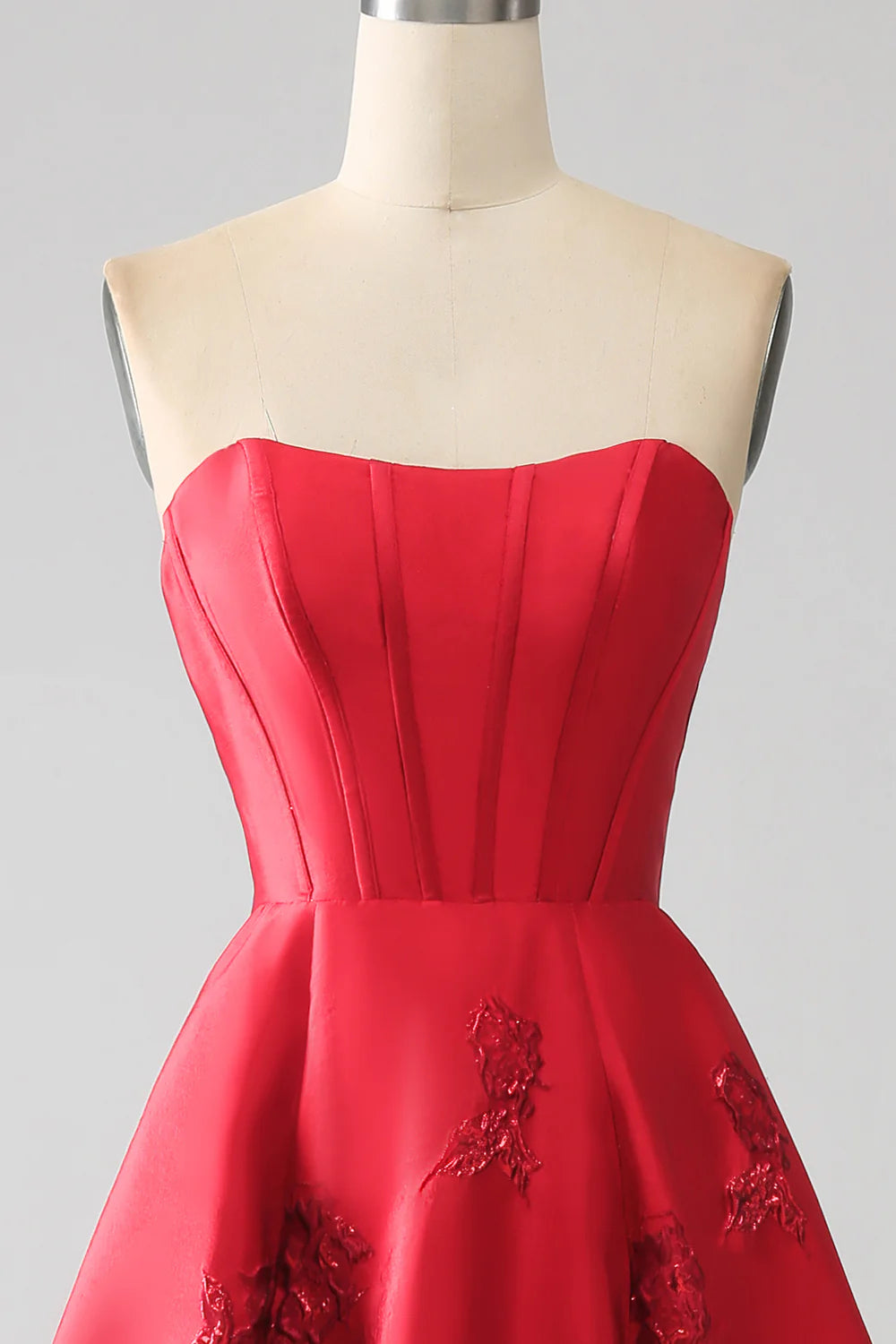 Elegant and Beautiful Princess A-line Strapless Deep Red Long Ball Dress with 3D Flowers