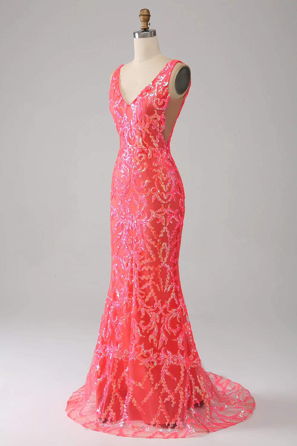 Sweet A-line Italian Noodle Strap Purple Red Split Long Ball Dress