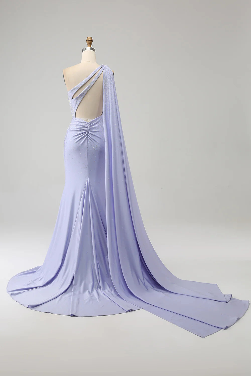 Slim fit mermaid lilac one shoulder slit long ball dress