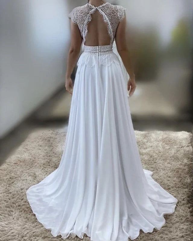 Sexy Boho Wedding Dresses Lace Open Back