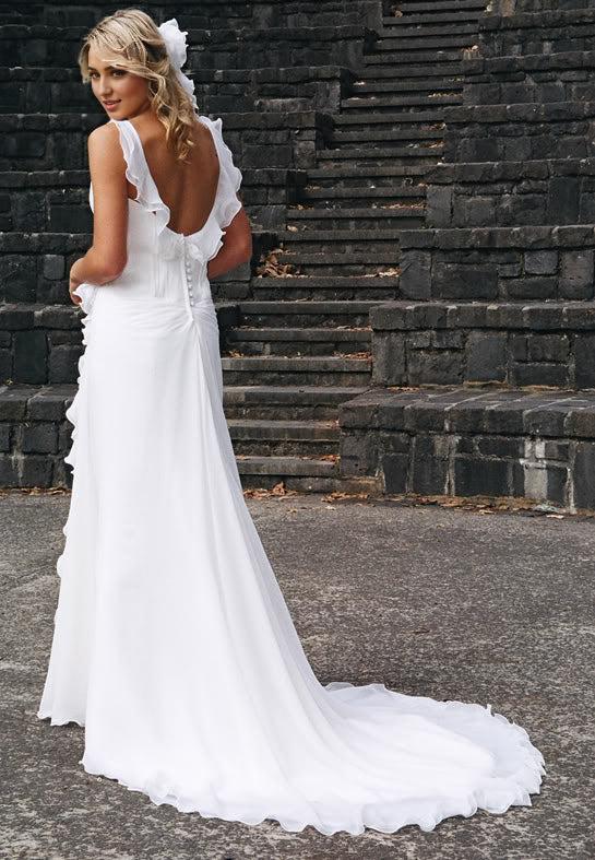 V-neck Chiffon Wedding Dress Summer Beach Ruffles Sleeveless Bridal Dresses