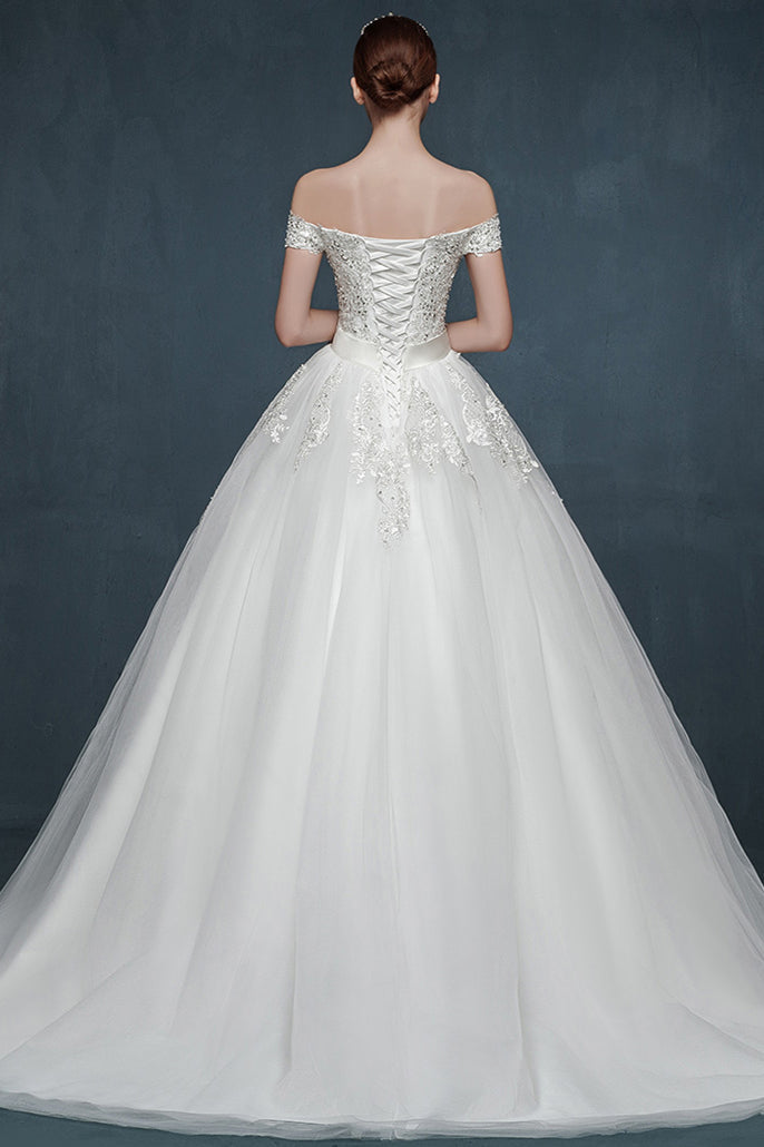 Princess ball dress wedding tie romantic palace custom wedding dress