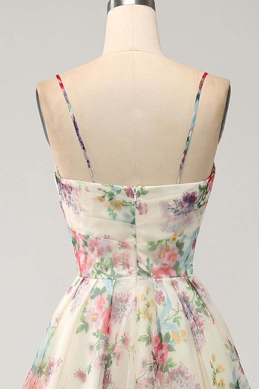 A-line Elegant Flower Print Ivory Split Ball Dress