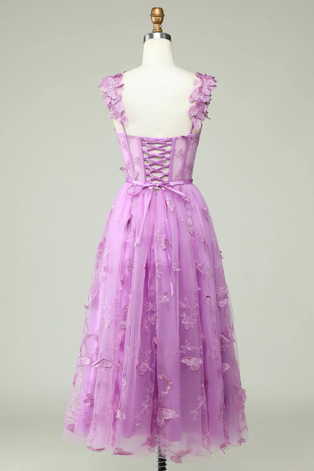 Purple A-shaped Butterfly Application Ball Cocktail Evening Dress
