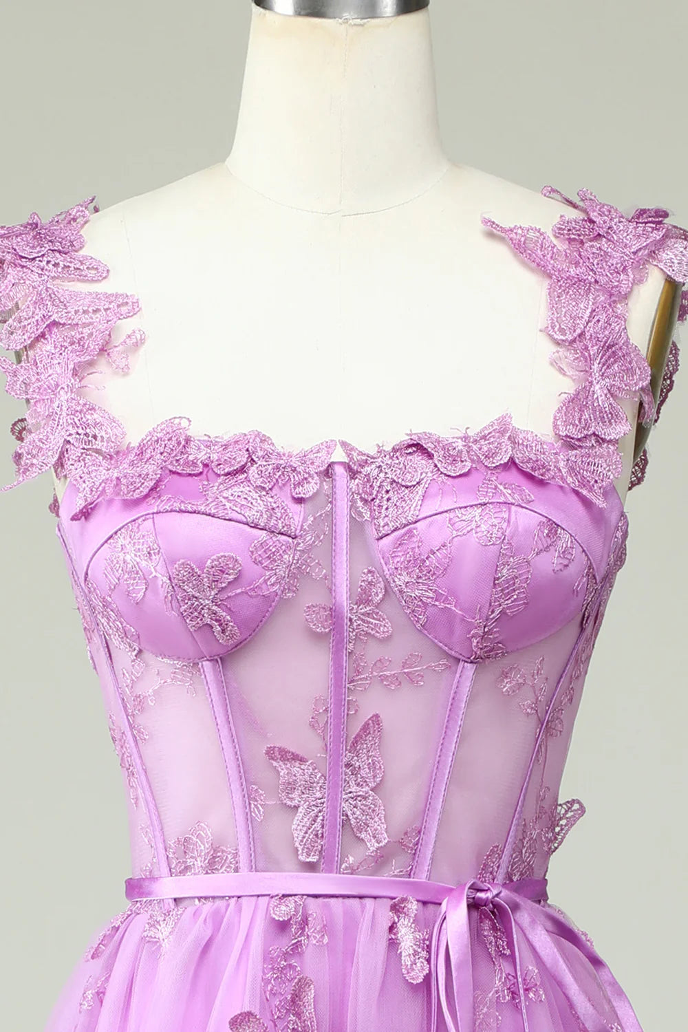 Purple A-shaped Butterfly Application Ball Cocktail Evening Dress