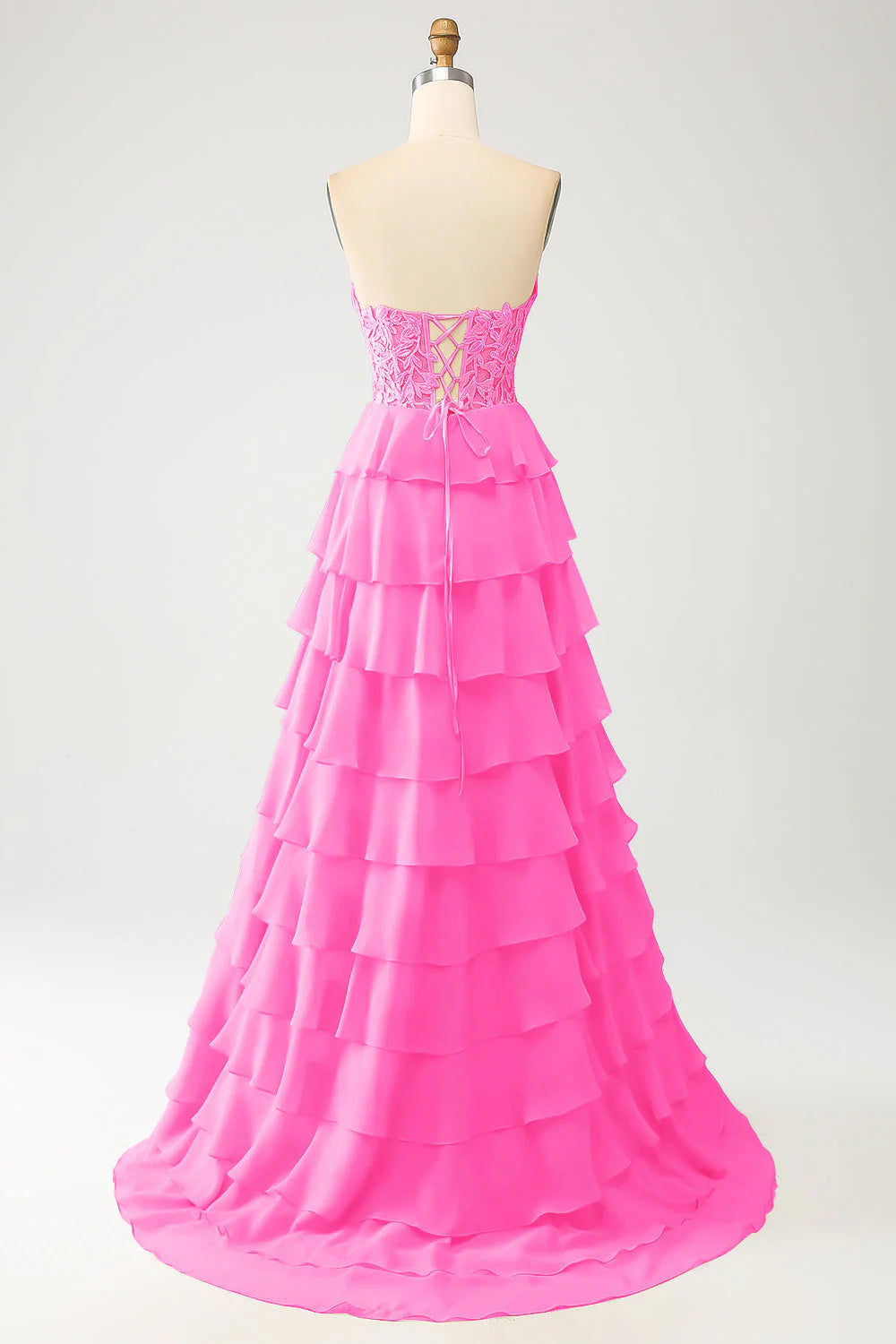 Yellow elegant and sweet layered long ball dress