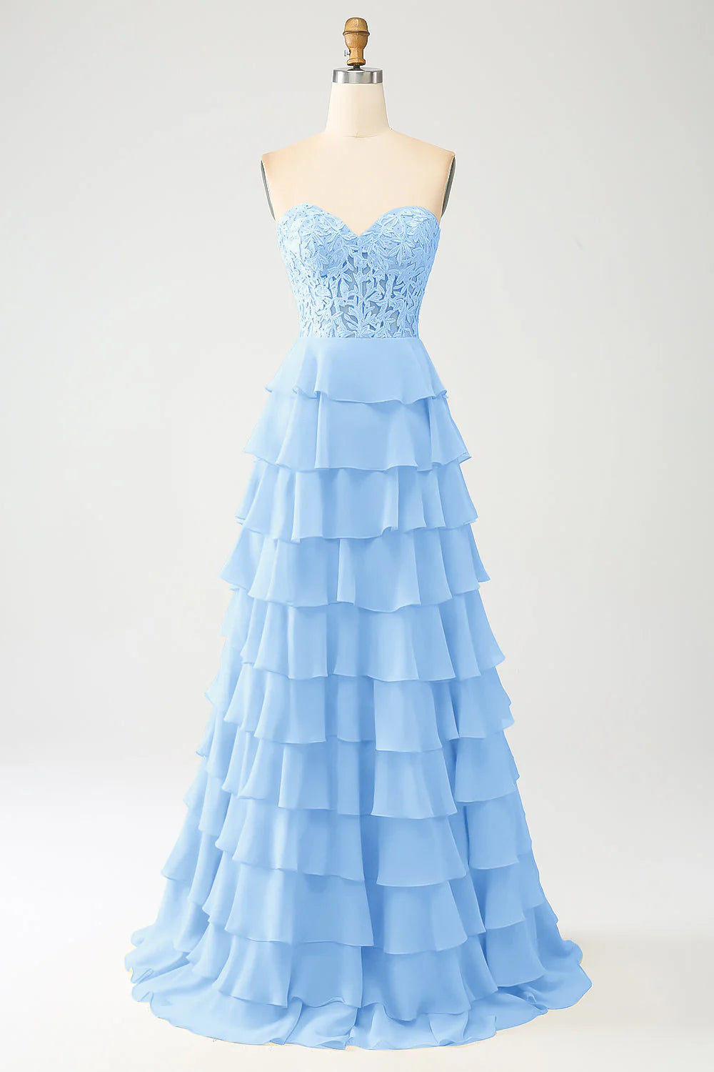 Yellow elegant and sweet layered long ball dress