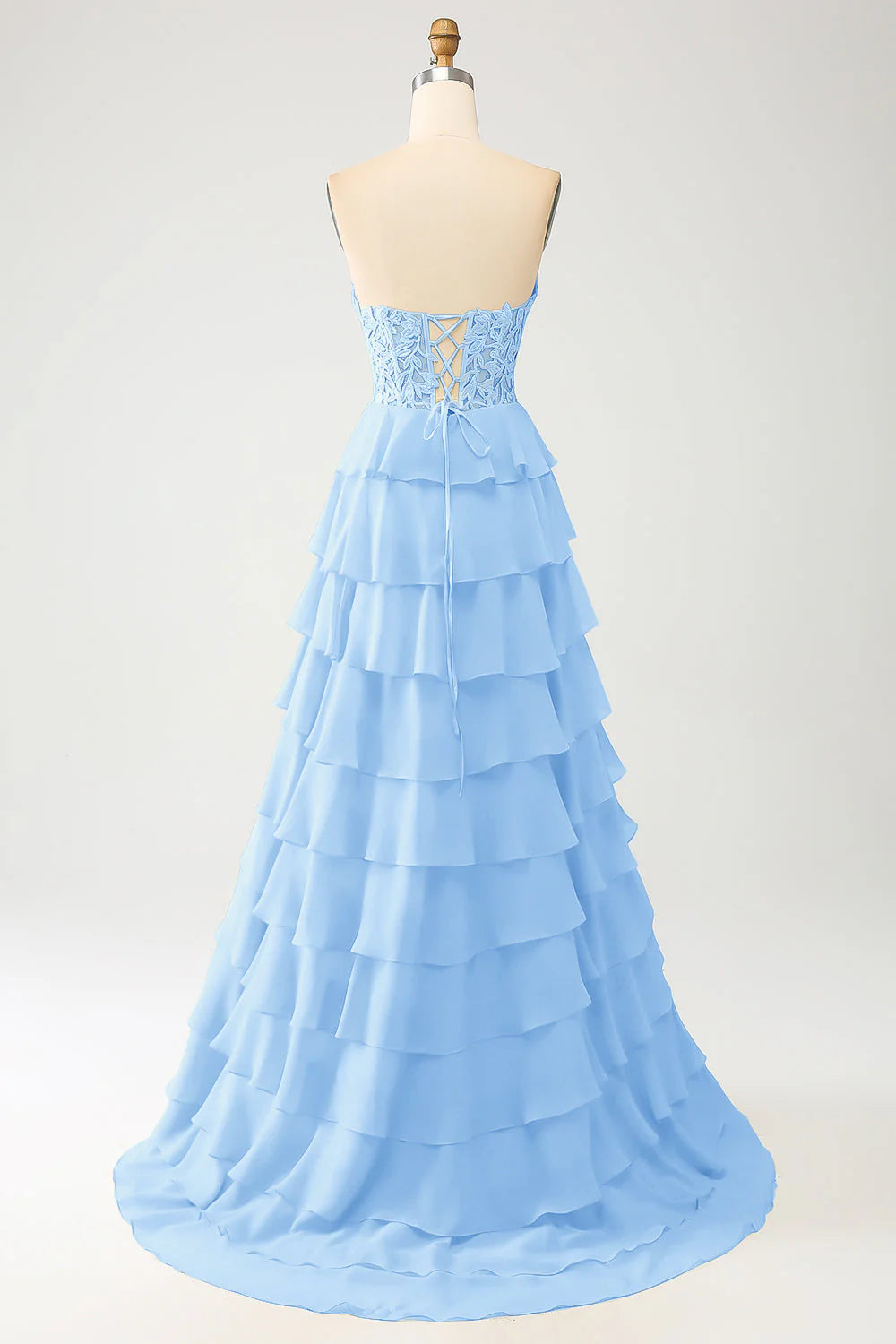 Yellow elegant and sweet layered long ball dress