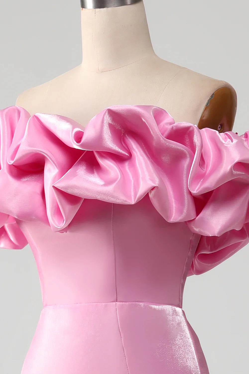 Mermaid Elegant and Sexy Off Shoulder Pink Ball Dress with Split Front
