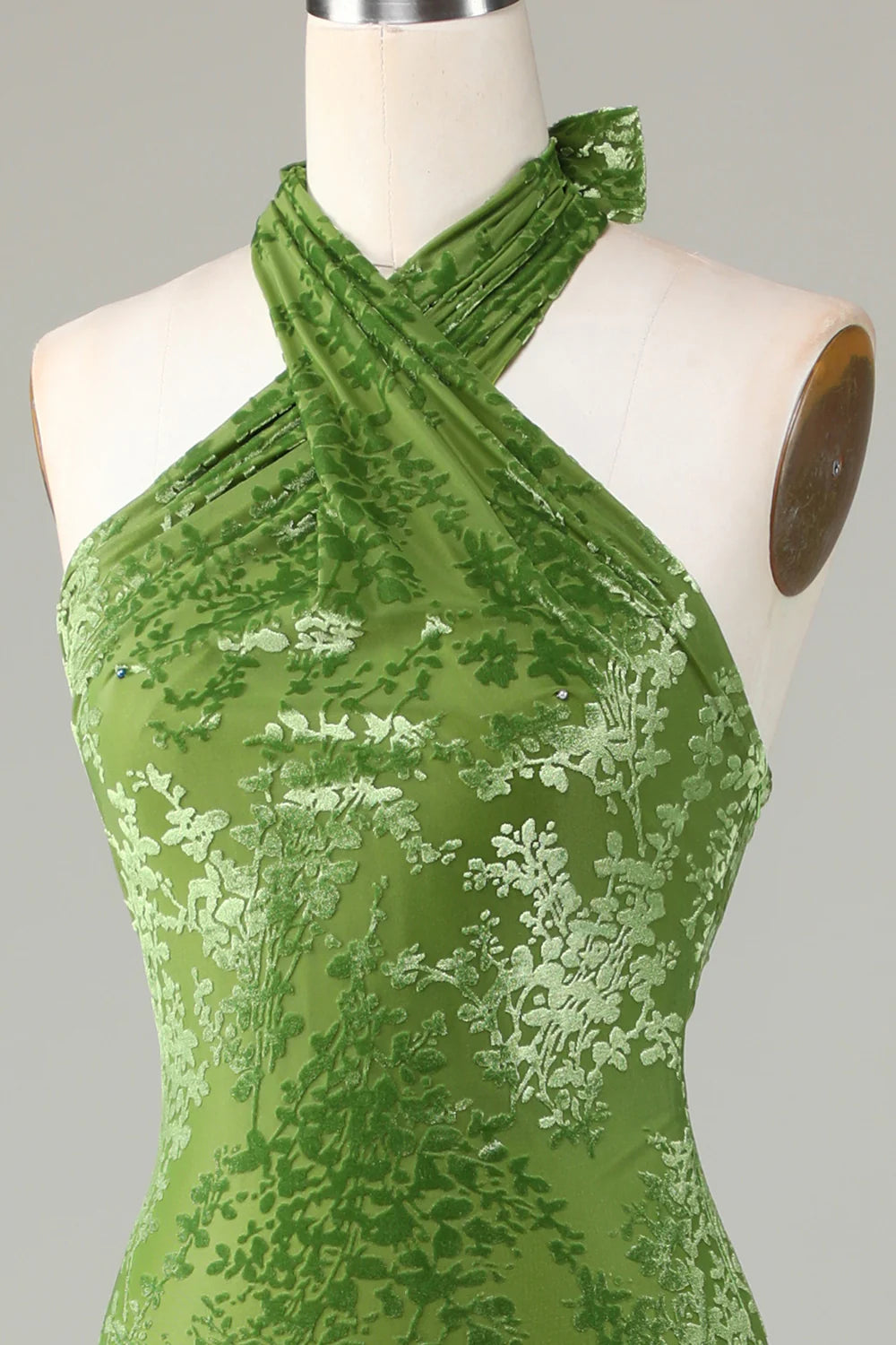 Velvet Premium Olive Slim Fit Sweet Bridesmaid Dress