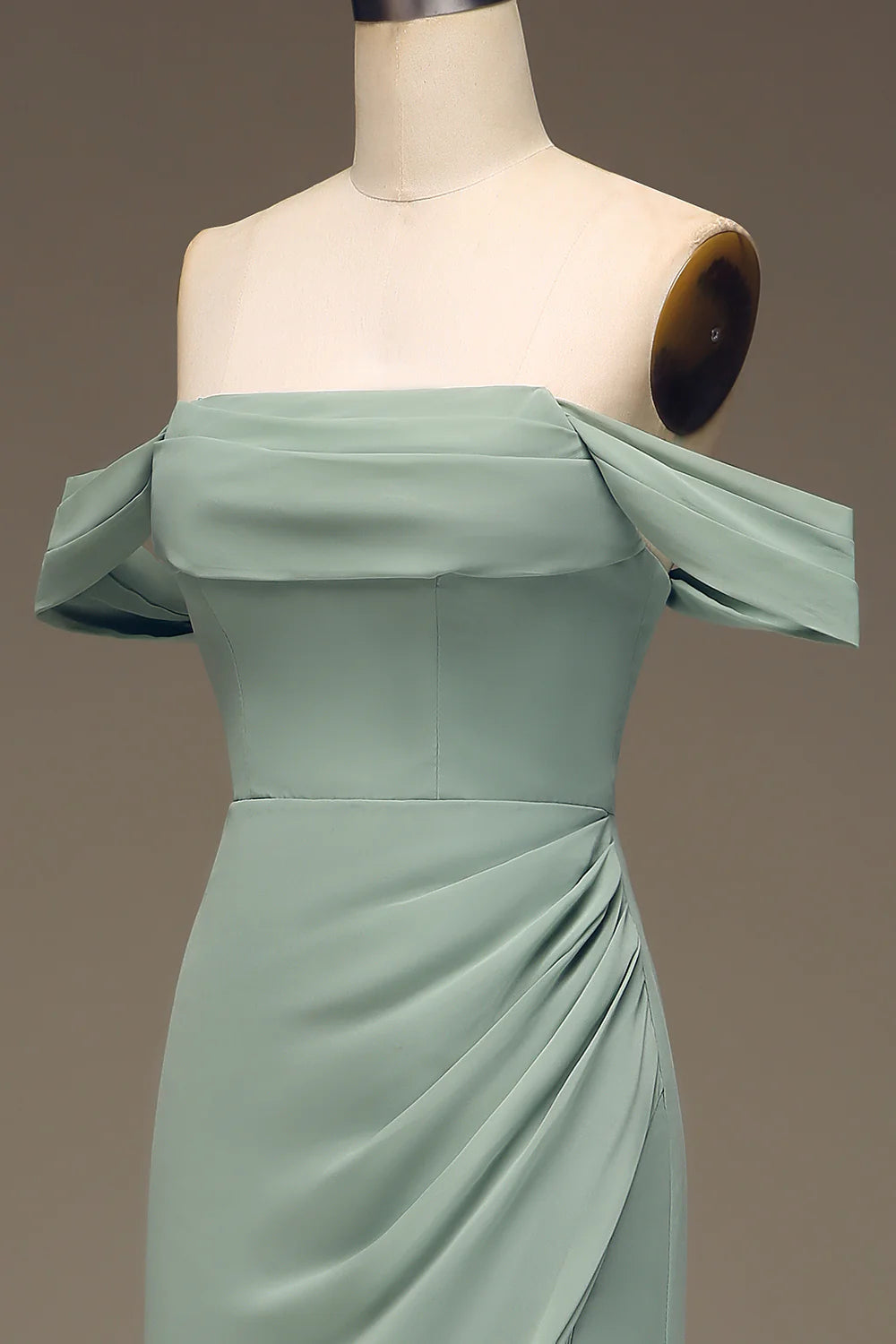 Sexy Off Shoulder Set Chiffon Pleated Long Fit Bridesmaid Dress