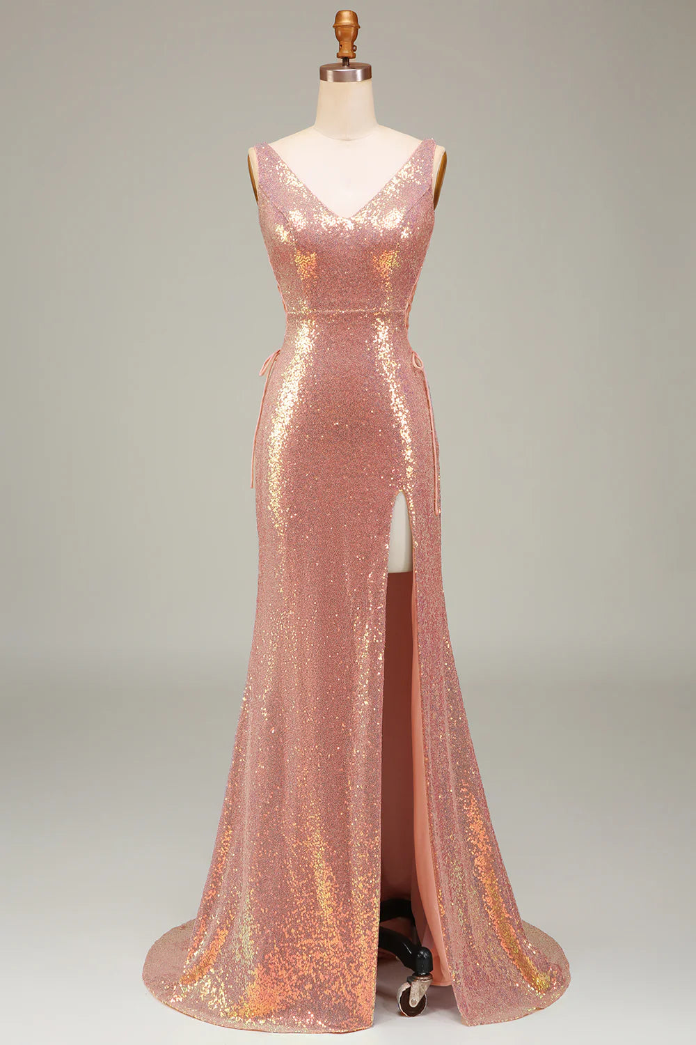 Sparkling powder blusher mermaid prom formal dress