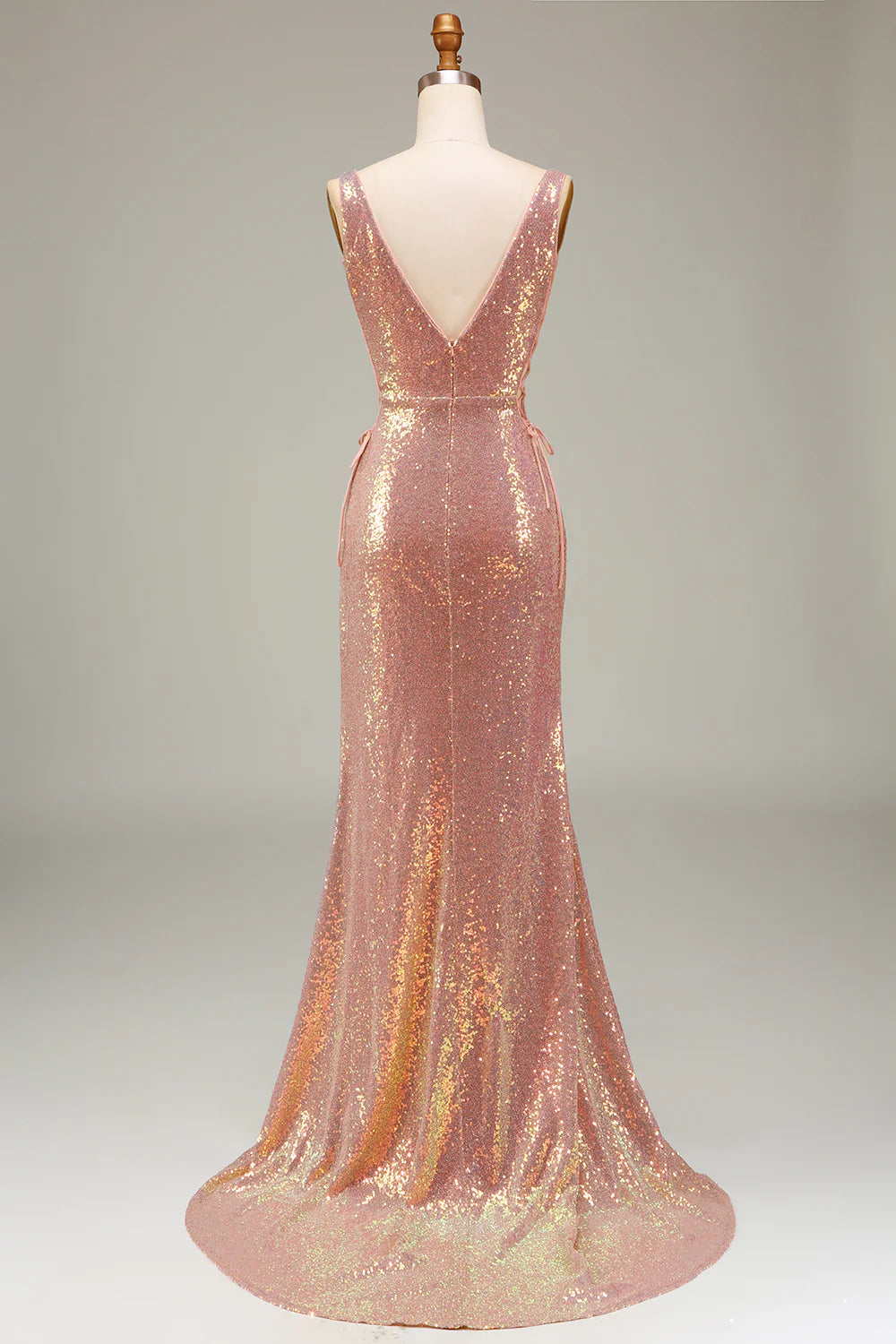 Sparkling powder blusher mermaid prom formal dress