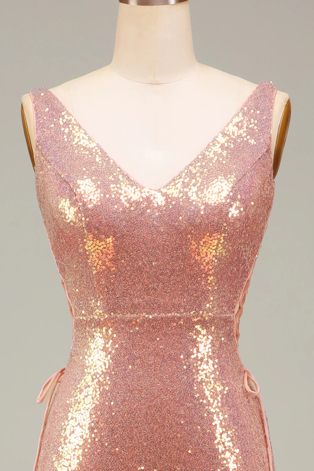 Sparkling powder blusher mermaid prom formal dress