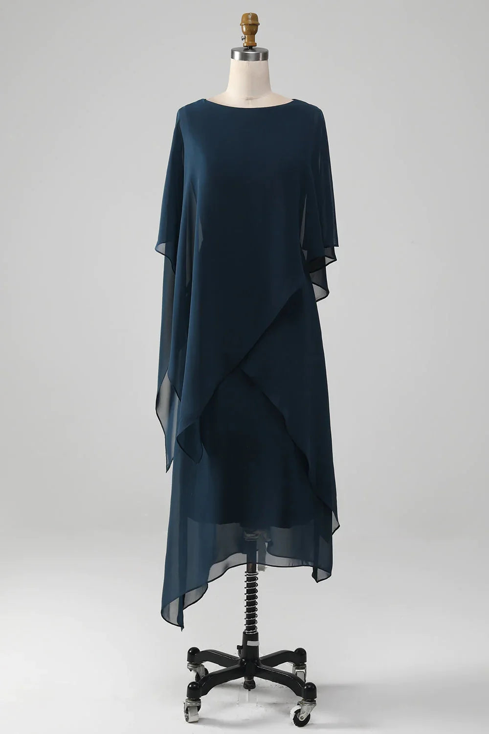 Elegant Navy Blue Chiffon A-line Bride Mom Dress