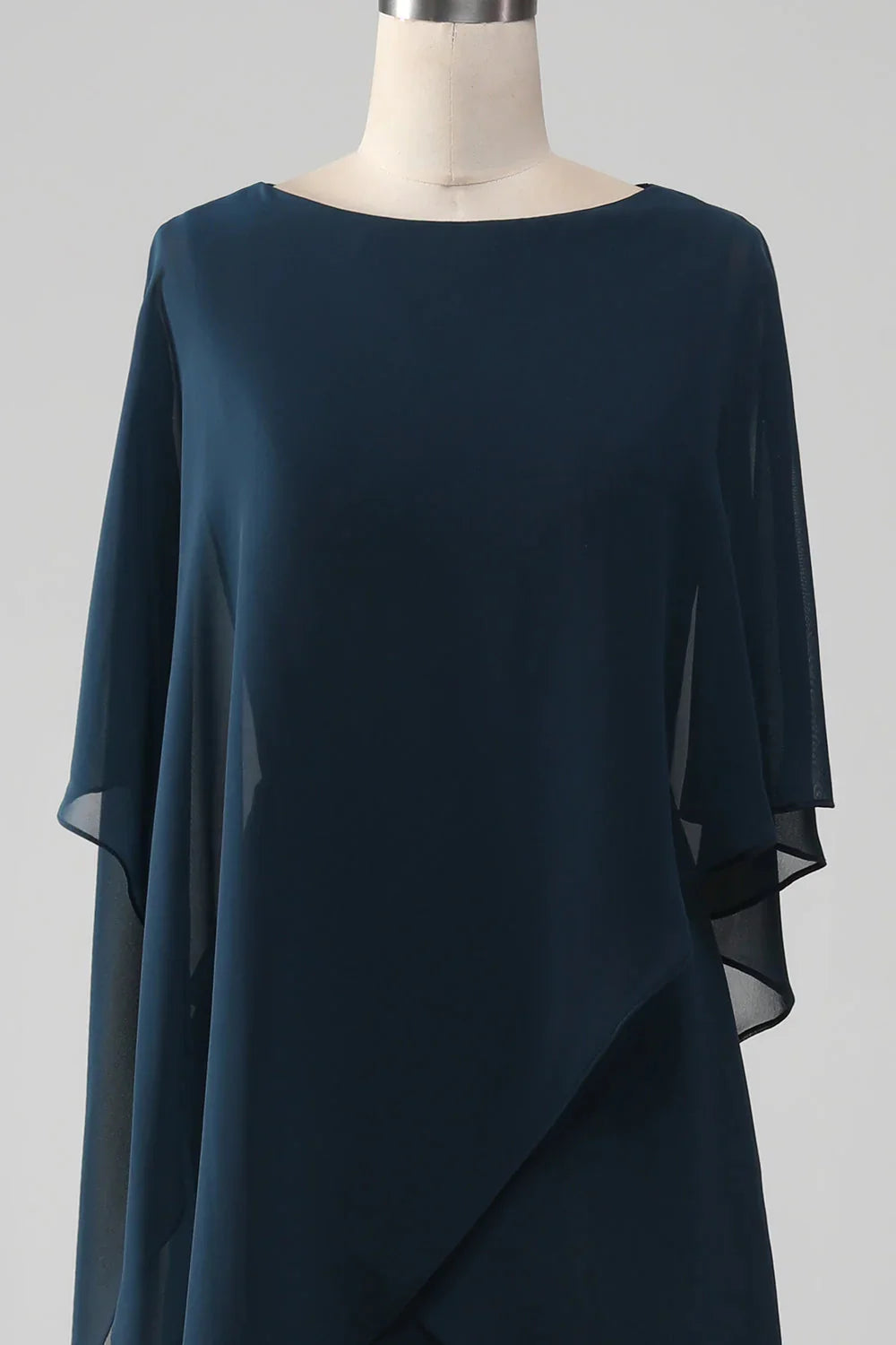 Elegant Navy Blue Chiffon A-line Bride Mom Dress