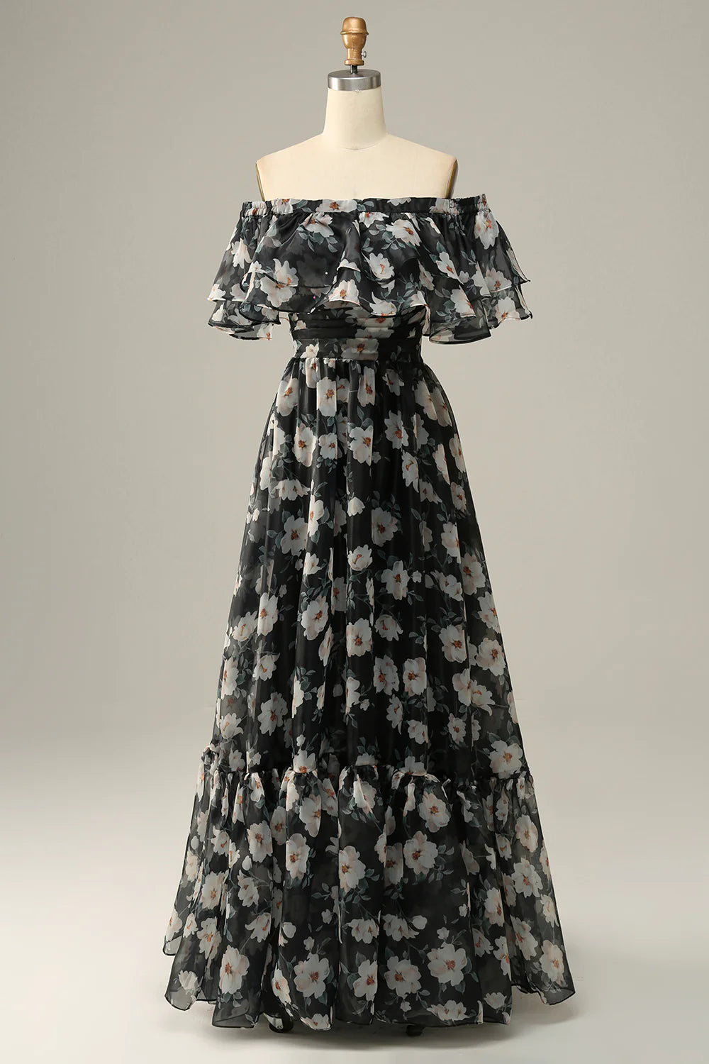 Detachable sexy and elegant strapless black floral shoulder ball dressDetachable sexy and elegant strapless black floral shoulder ball dress
