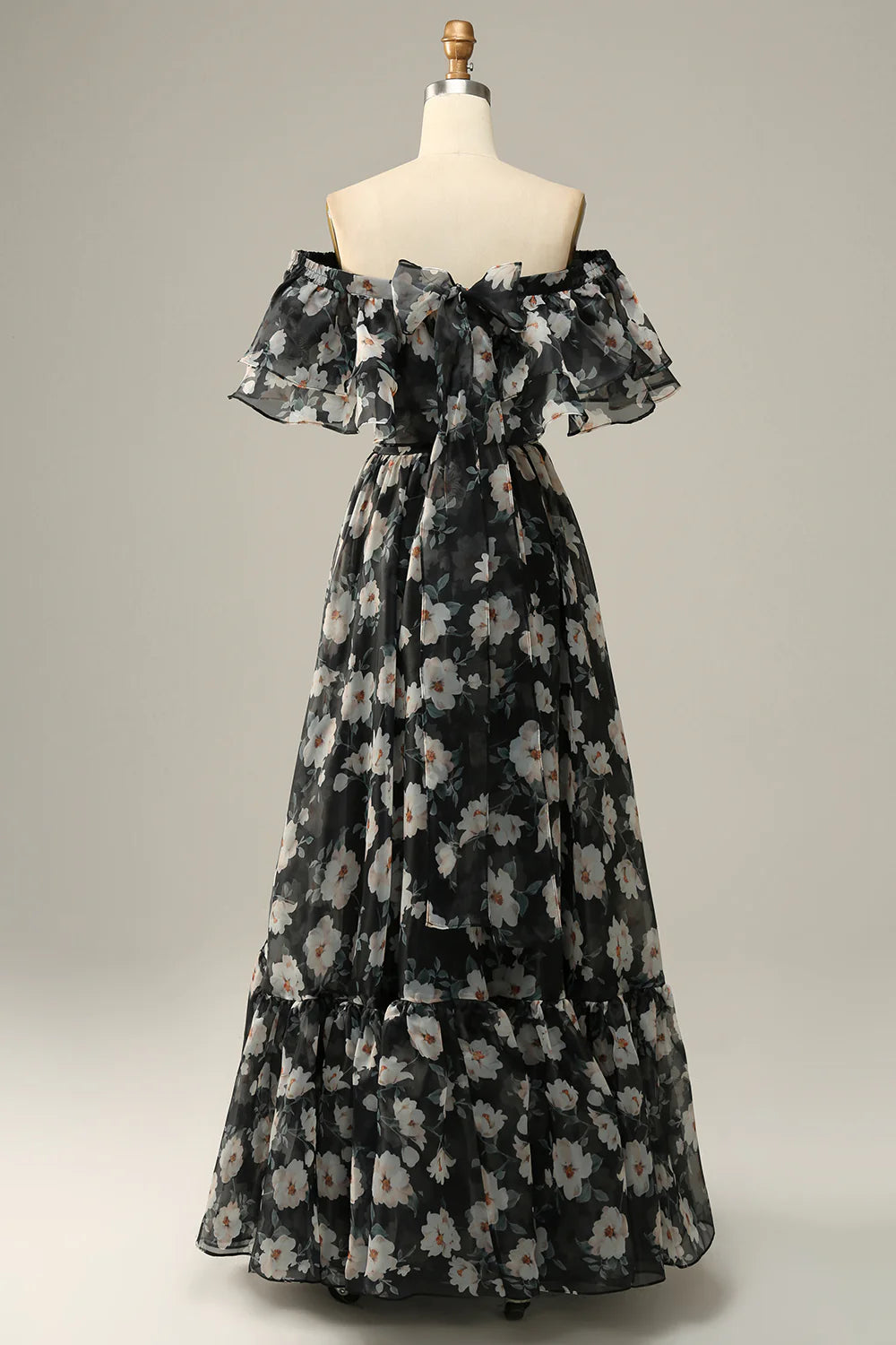 Detachable sexy and elegant strapless black floral shoulder ball dressDetachable sexy and elegant strapless black floral shoulder ball dress