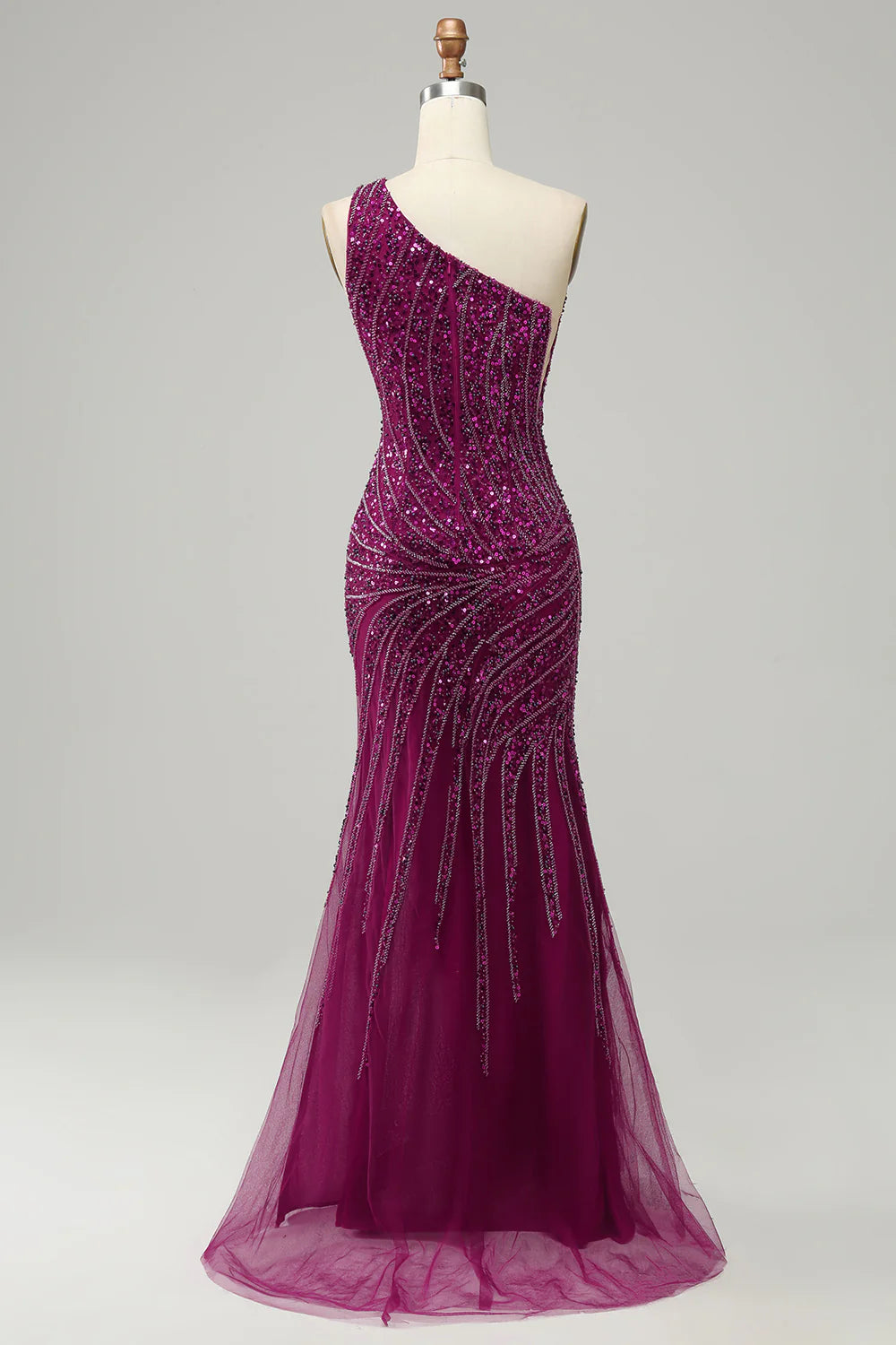 Sexy One Shoulder Sequin Split Prom Cocktail Dress
