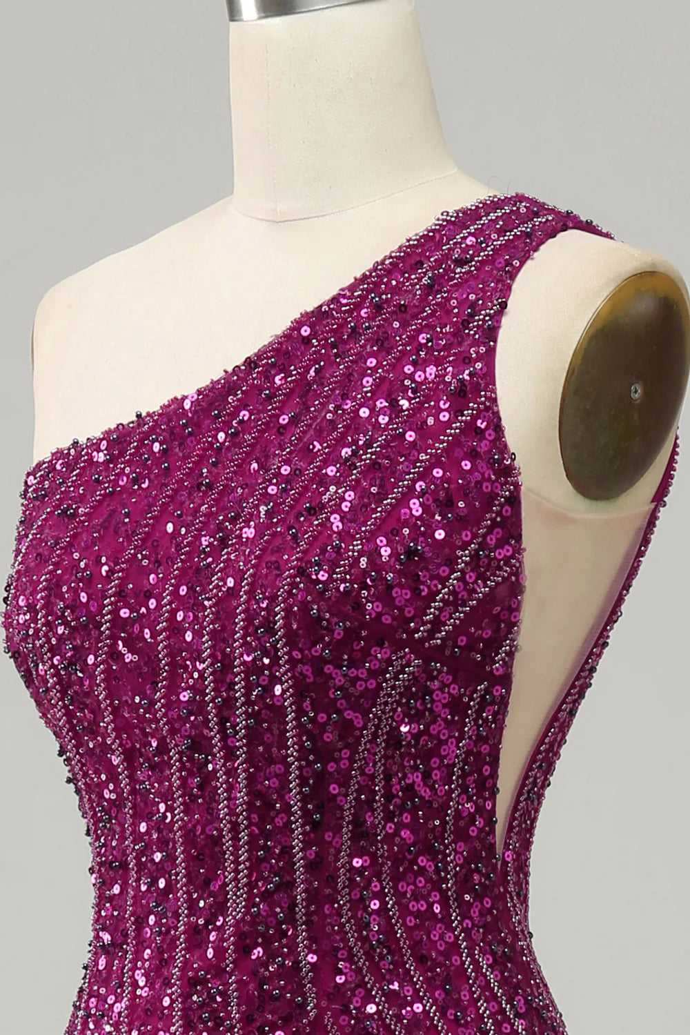 Sexy One Shoulder Sequin Split Prom Cocktail Dress