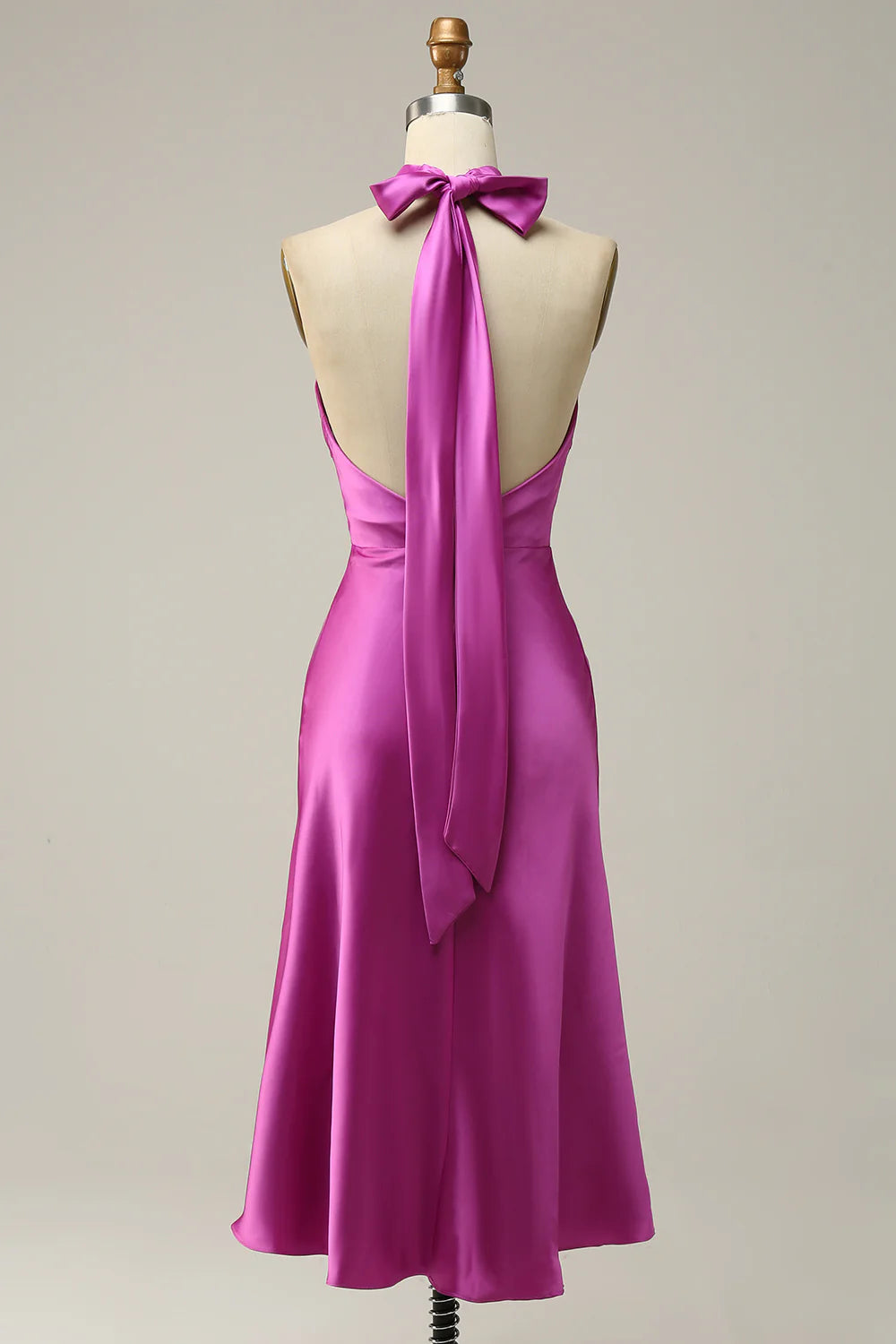 High quality satin purple red elegant slim fitting bridesmaid dress