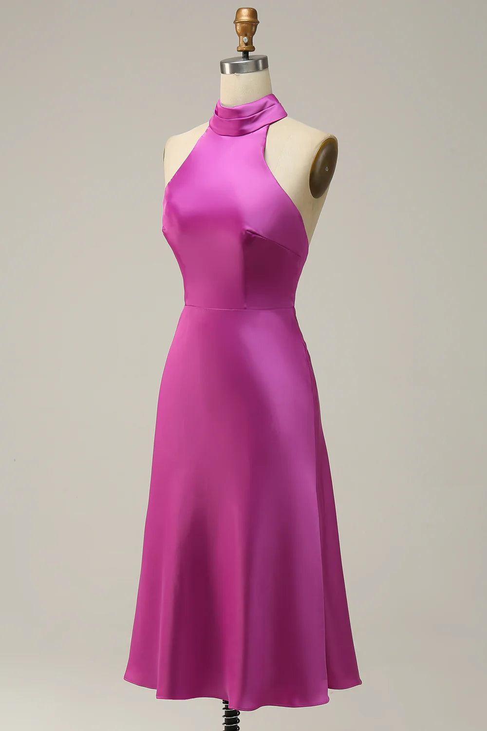 High quality satin purple red elegant slim fitting bridesmaid dress