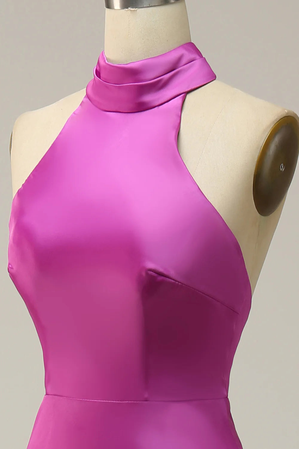 High quality satin purple red elegant slim fitting bridesmaid dress