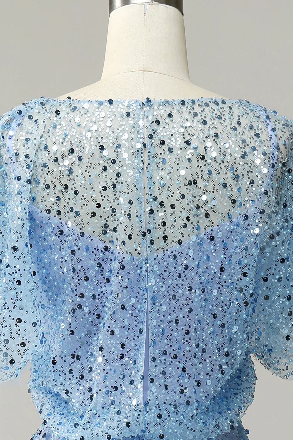 Elegant gray blue sequin wedding dress