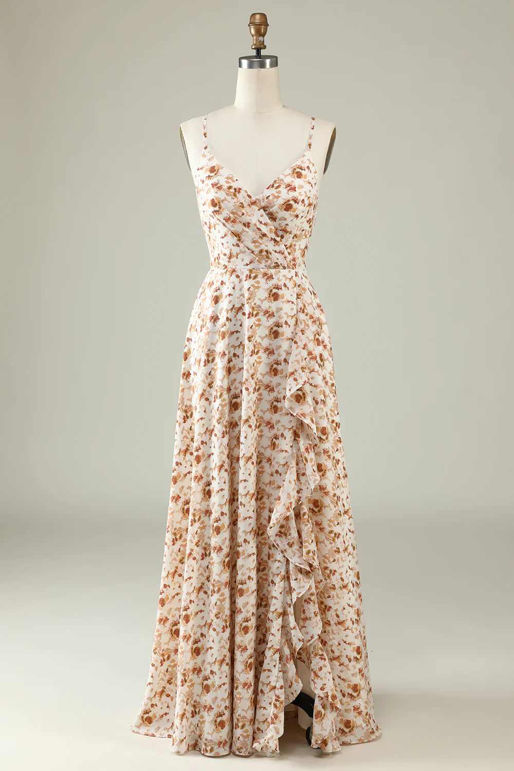 Sweet white floral bohemian ruffled bridesmaid dress