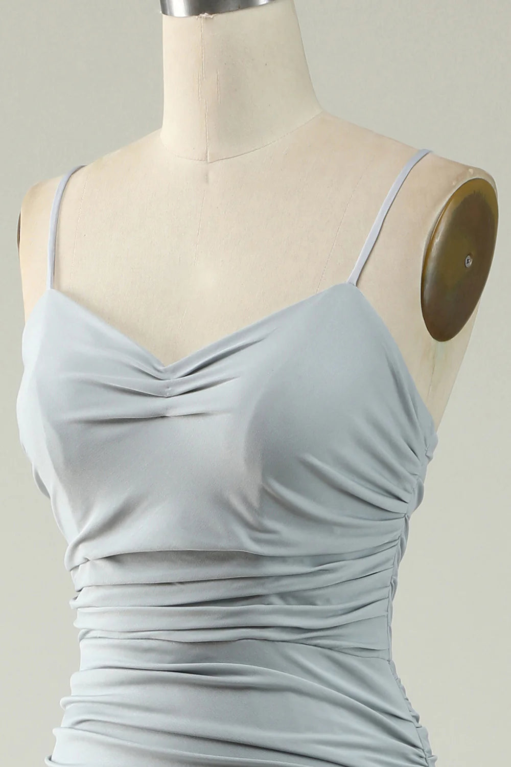 Slim fit mermaid spaghetti strap gray plus size cross back dance dress
