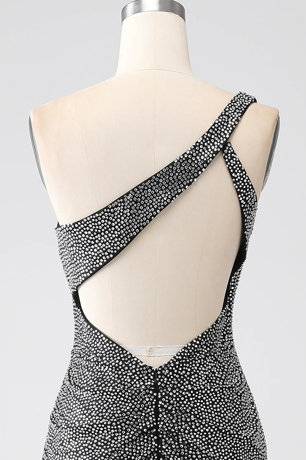 Sparkling and Sexy Black Mermaid One Shoulder Corset Ball Dress
