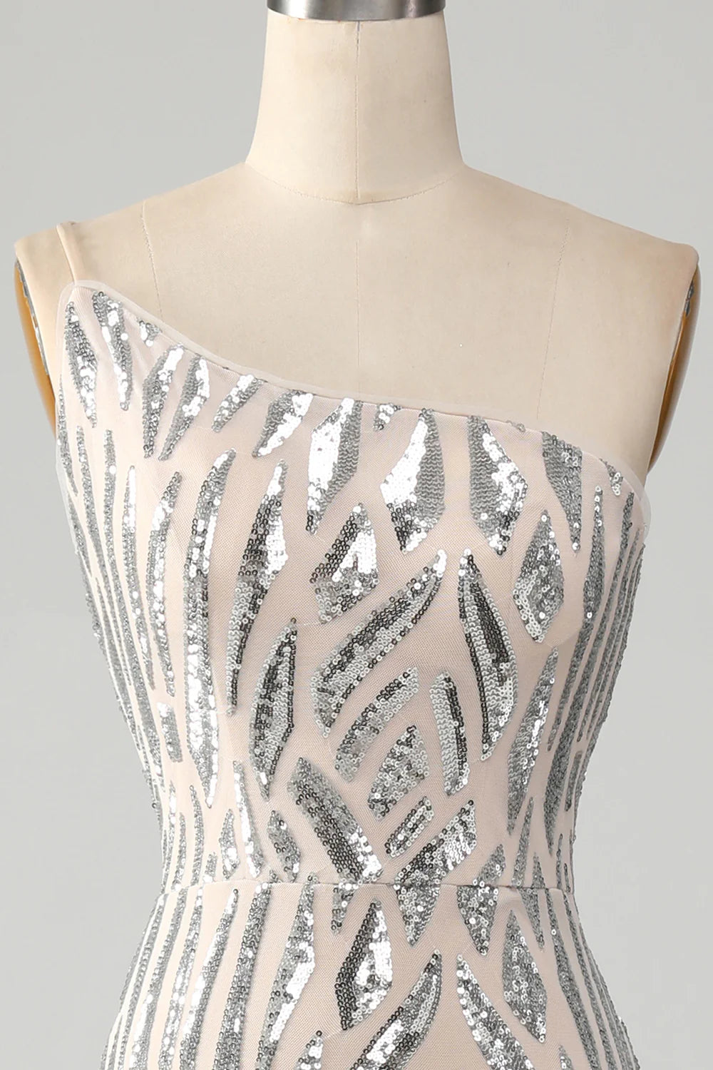 Sparkling and sexy mermaid one shoulder dark green sequin long ball dress